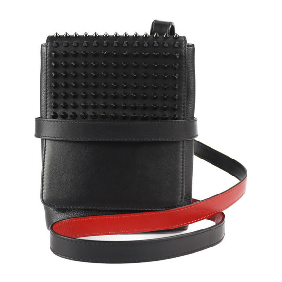 Christian Louboutin Bench Reporter Shoulder Bag Leather Black Red - Picture 1 of 9